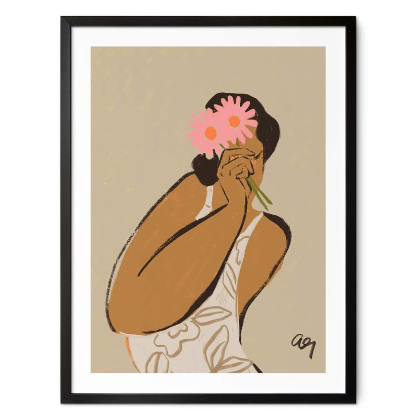 Póster Flores rosas en el pelo - Arty Guava