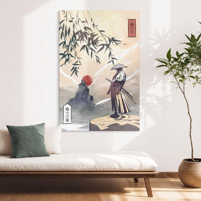 Stampa per pareti Samurai con la spada all’alba - Roze - Alu-Dibond
