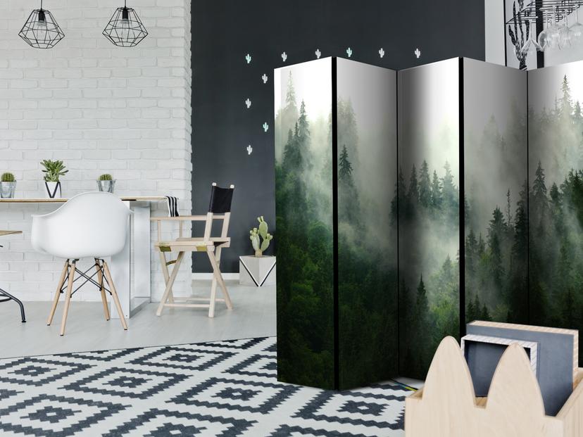 Schermo divisorio - Foresta di conifere , 5 pezzi - 225x172 cm