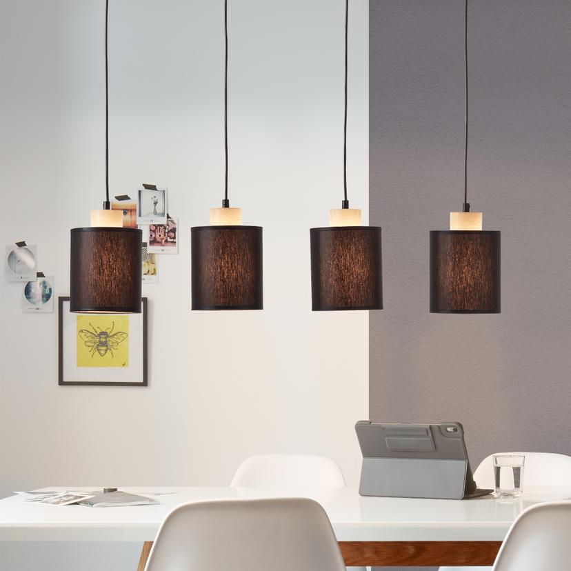 Pendelleuchte Thilo, braun, 111 x 80 cm, Textil Pendelleuchte