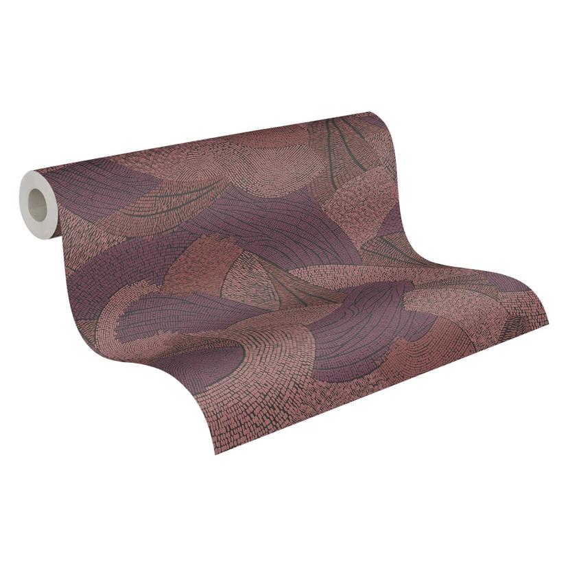 Abstract Patroonbehang in violetroze - modern Vliesbehang met een levendige textuur