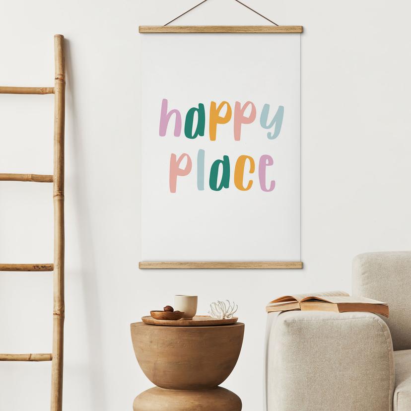 Póster de tela que dice - Happy place