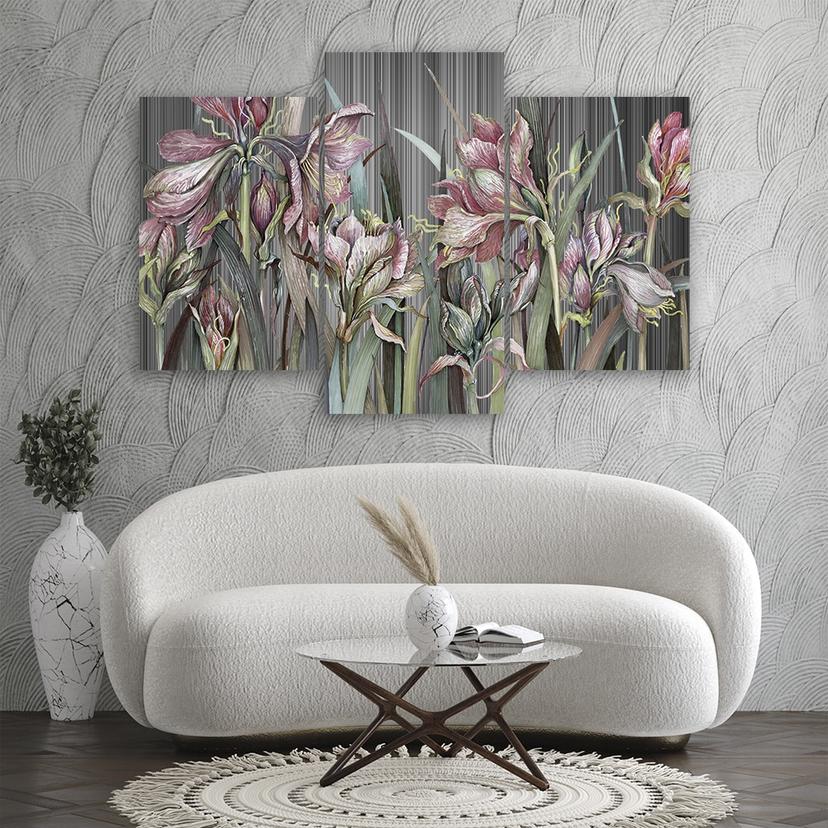 Stampa su tela 3 pezzi, fiori di iris