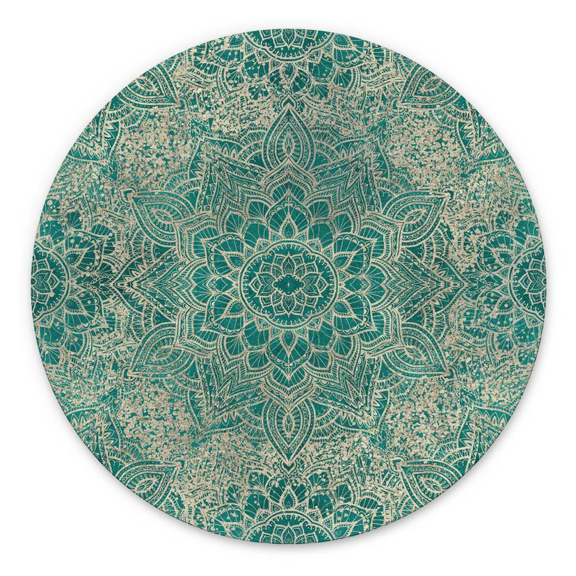 Billede Mandala Boho Guld-grøn - Bloomery Decor - Alu-Dibond Round