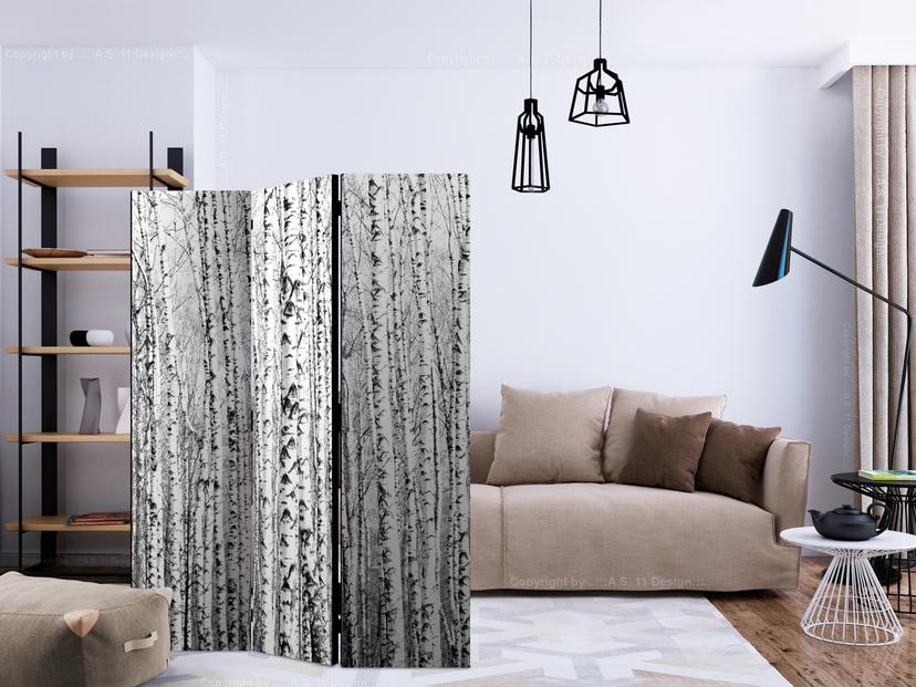 Schermo divisorio - Bosco di betulle, 3 pezzi - 135x172 cm