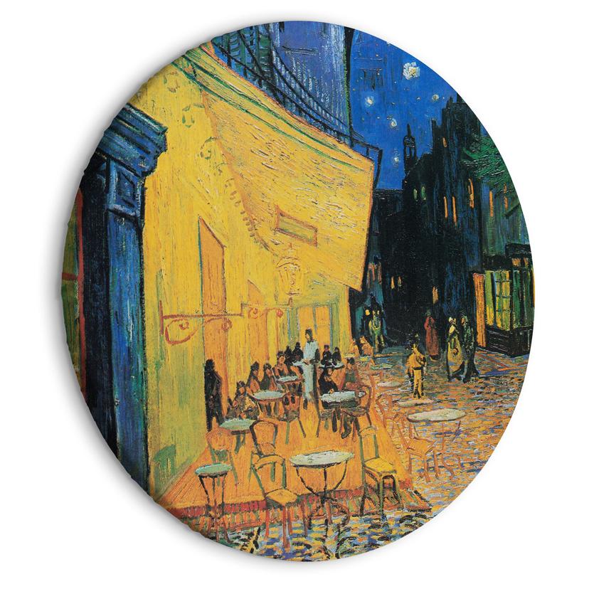 Rundes Leinwandbild van Gogh - Caféterrasse abei Nacht