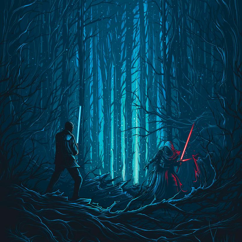 Vlies Fototapete - Star Wars Wood Fight - 200 x 280 cm