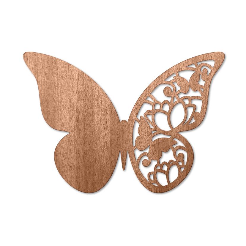 Väggdekorationer i trä mahogny - fjäril blommig