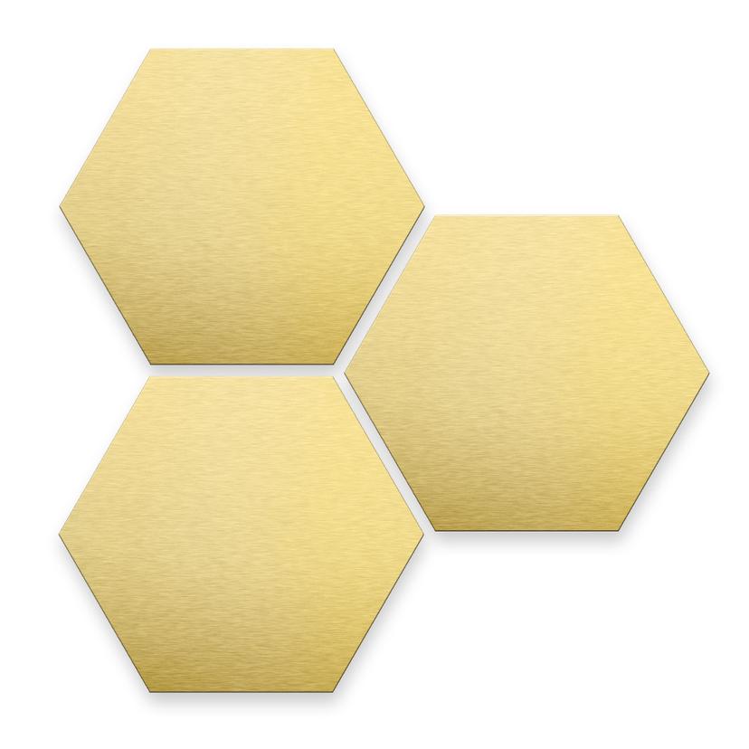 Hexagone - Alu-Dibond-Effet doré (Set de 3)