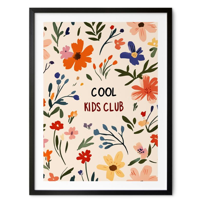 Børneplakat Cool Kids Club Farverige blomster - Treechild