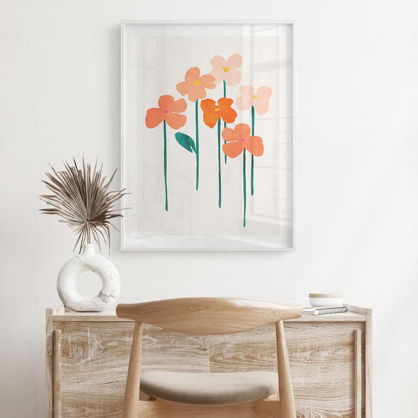 Poster Petites fleurs de couleur pêche - Kubistika