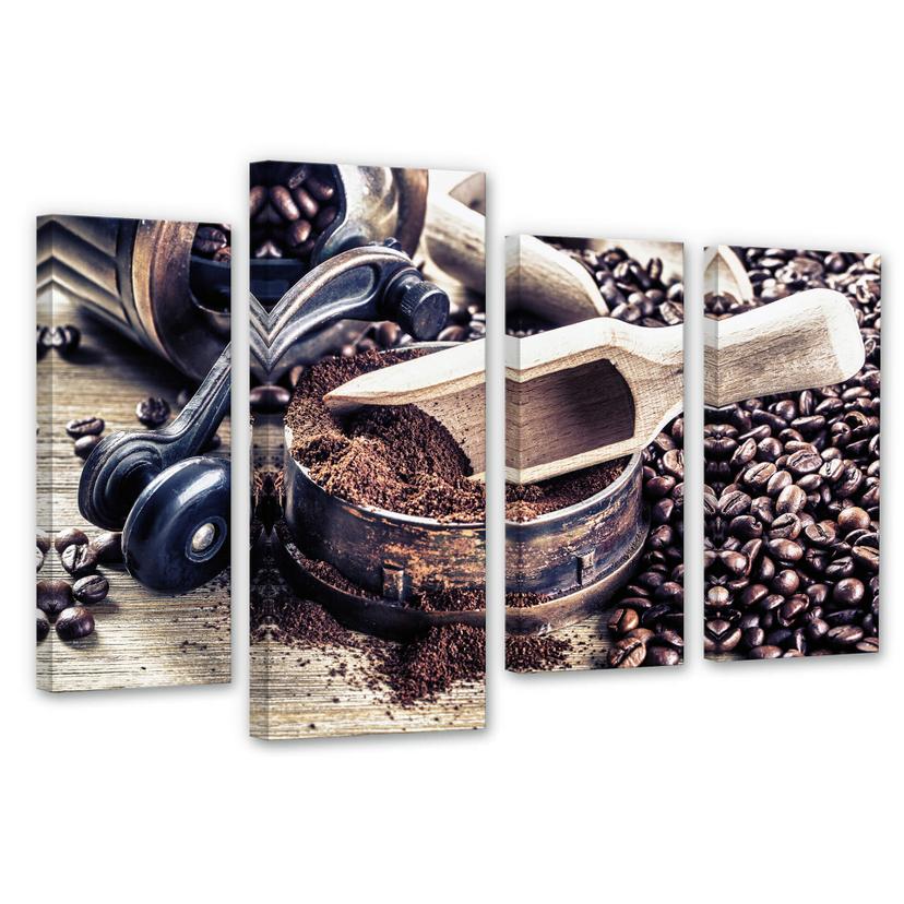 Tableau sur toile - Odeur de café (4 parties)