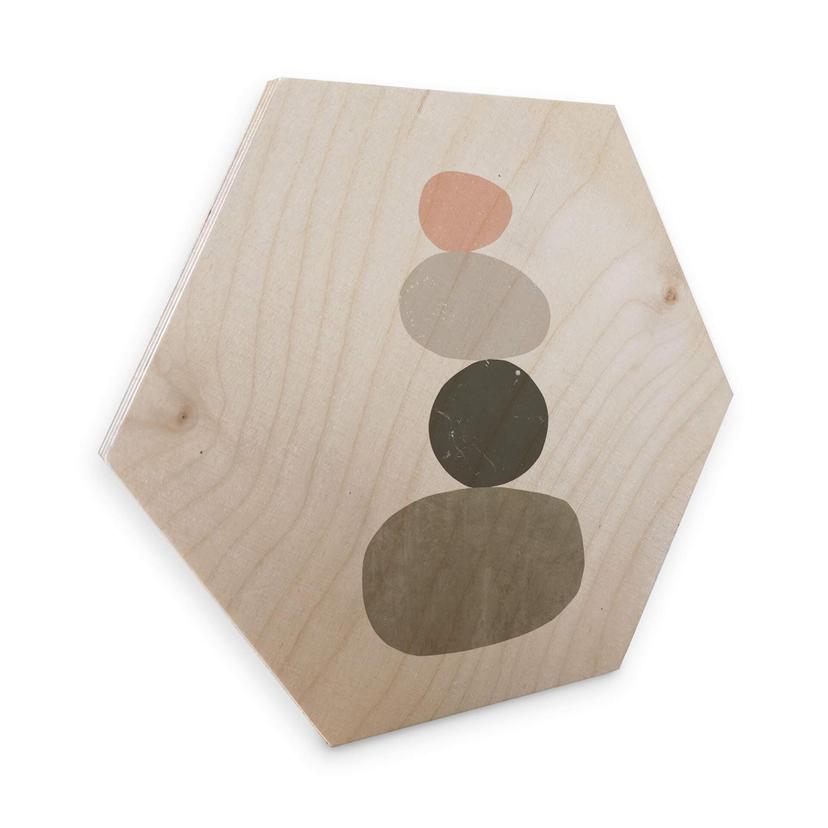 Hexagon Hout Nouveauprints - Pebbles