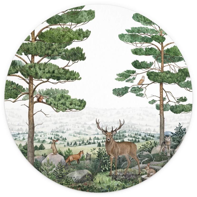 Fototapet Kikki Belle - Djuräventyr på landsbygden - Rund - non-woven tapet/självhäftande non-woven