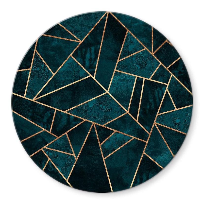 Tableau sur verre rond Fredriksson - Pierre précieuse bleu-vert