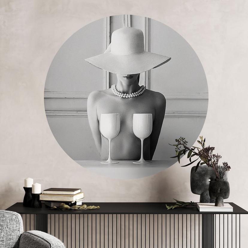 Wallsticker Kvinde med champagneglas - Bolgov - Rund