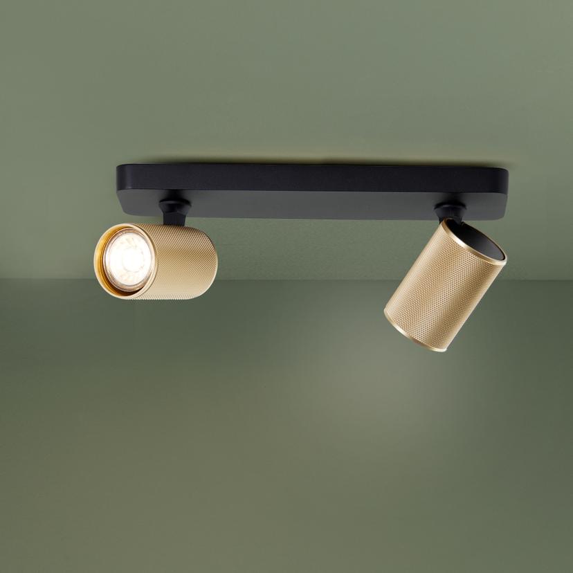 Spotbalken Leonardo, gold, 12,1 x 31 cm, Metall Spotleuchte