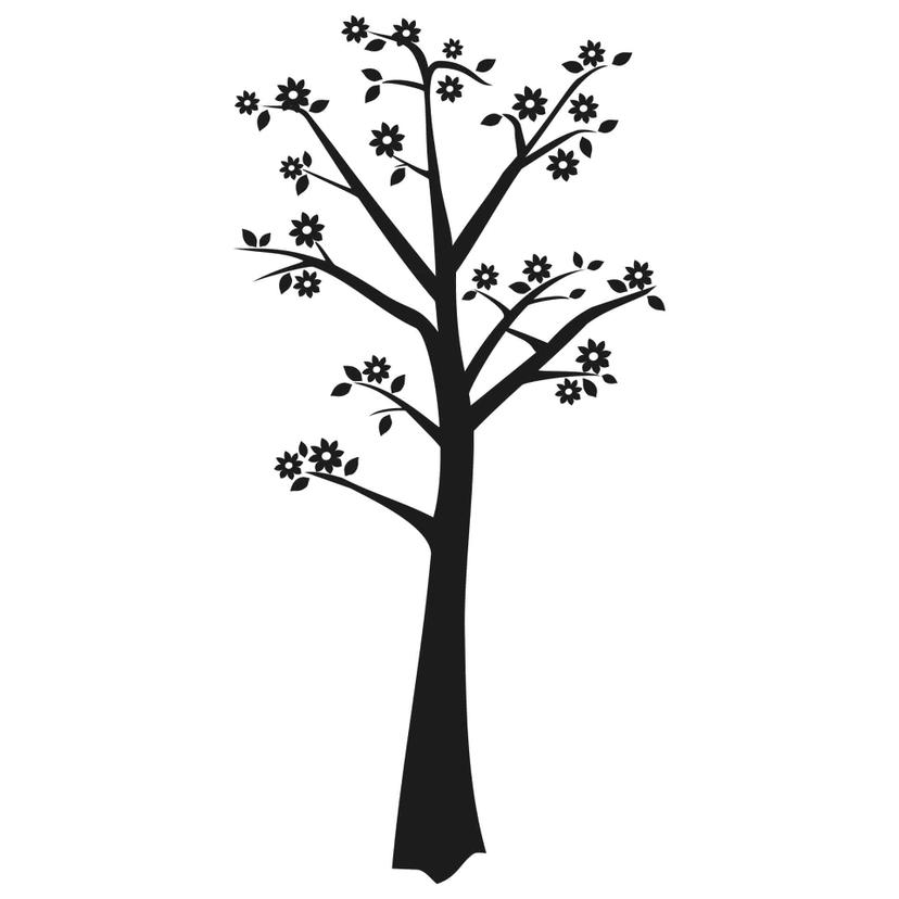 Sticker mural - Arbre fleuri + 3 crochets