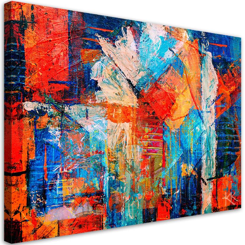 Canvasbillede, Farverig håndmalet abstrakt 3D