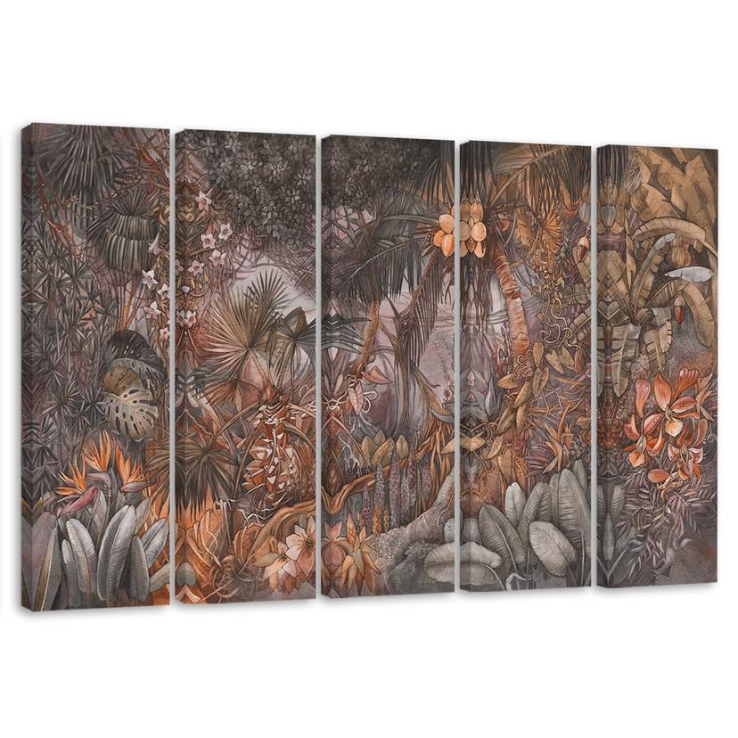 5 stykke lærredstryk Deep Jungle