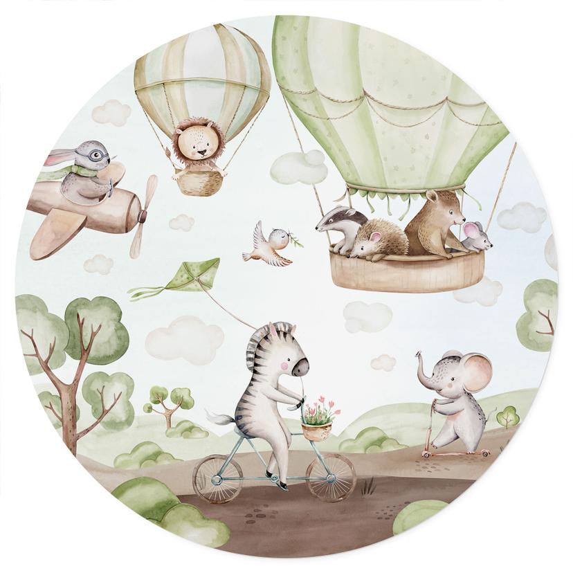 Muursticker kinderkamer Ballonvaart van de dierenvrienden - Kvilis - Rond