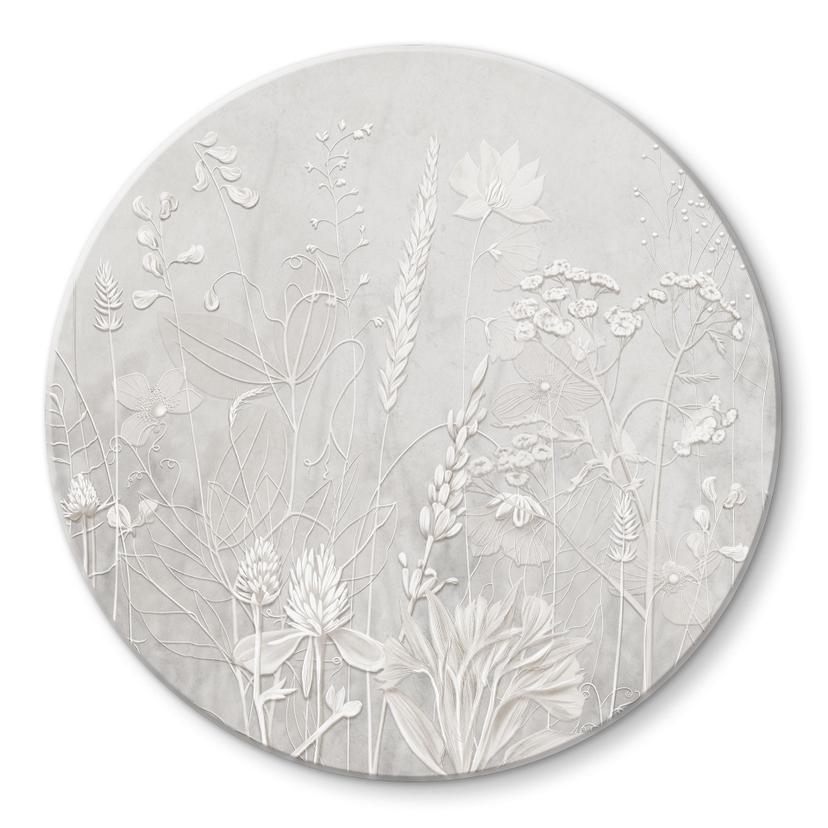 Glasschilderijen in wit in modern design - Ms Tiff - Rond