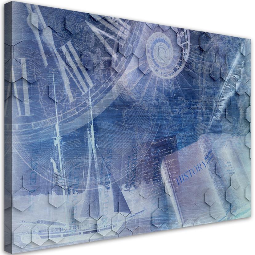 Canvasbillede, abstrakt blå 3D
