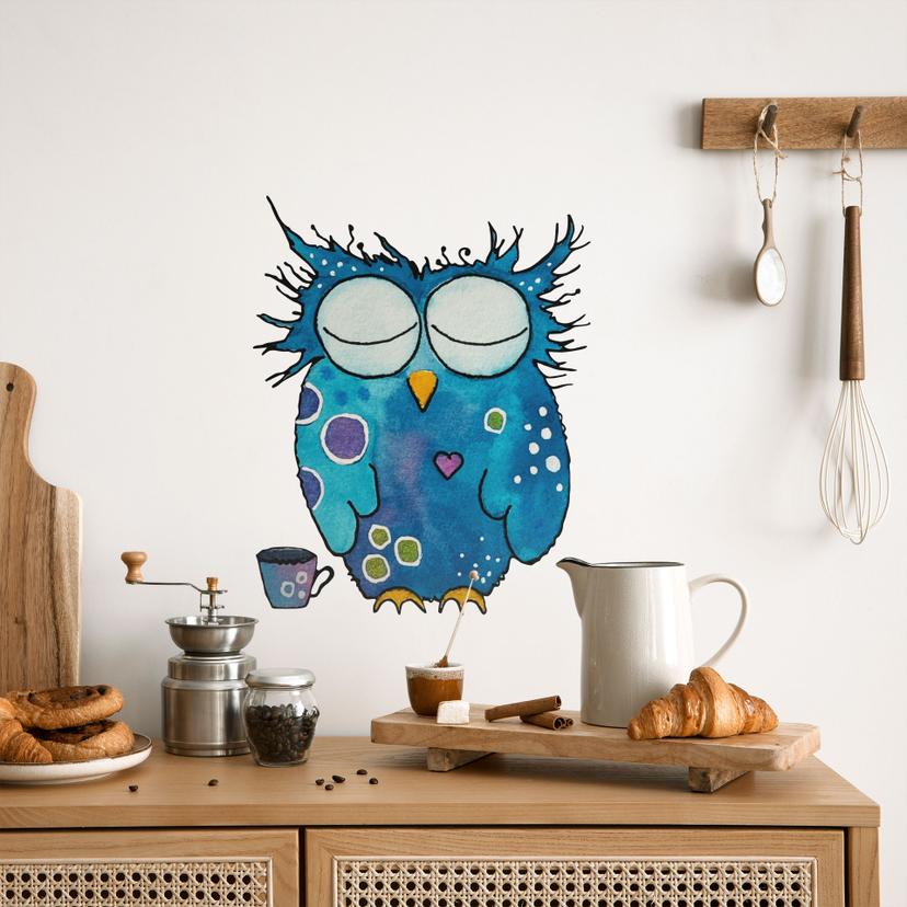 Wandtattoo Eule mit Kaffee - Hagenmeyer