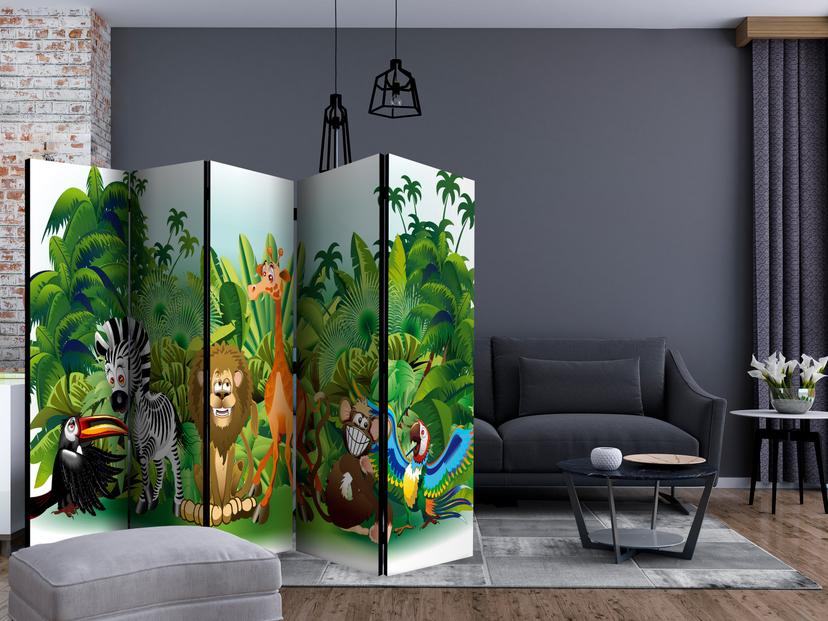 Divisorio - Animali della giungla , 5 pezzi - 225x172 cm