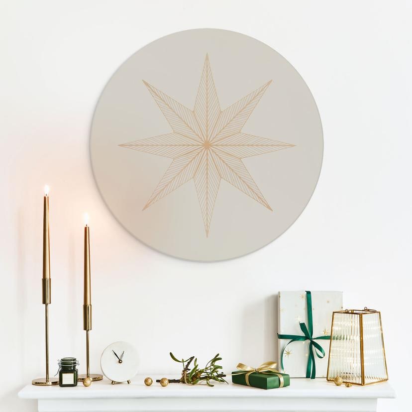 Wanddecoratie Geometrische gouden ster - Magnusson - Alu-Dibond Rond