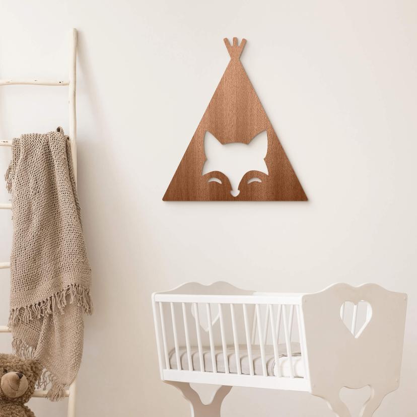 Decoración en madera caoba - Tipi - Zorro