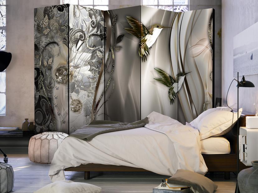 Schermo divisorio - Primavera di cristallo , 5 pezzi - 225x172 cm