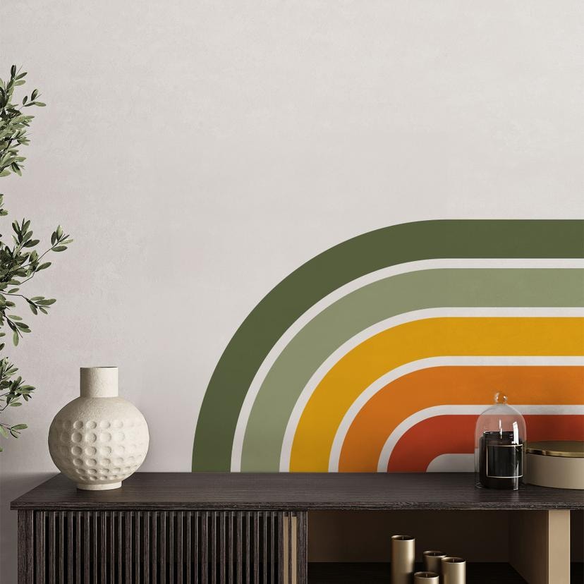 Wallsticker retro halvbue | regnbuefarver