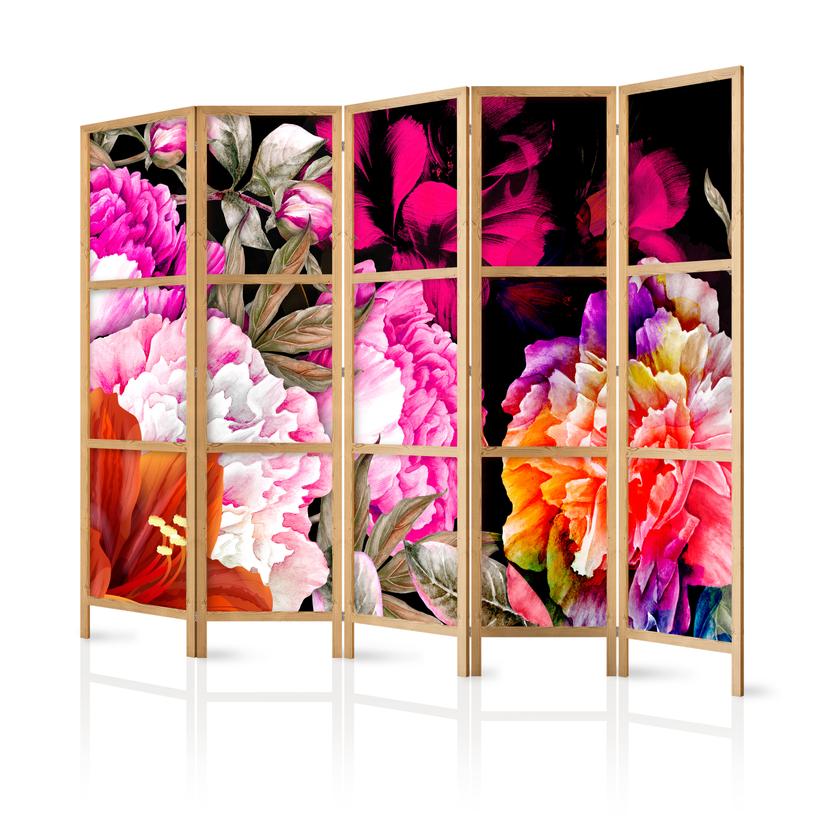 Parete divisoria giapponese - Splendore floreale, 3 pezzi