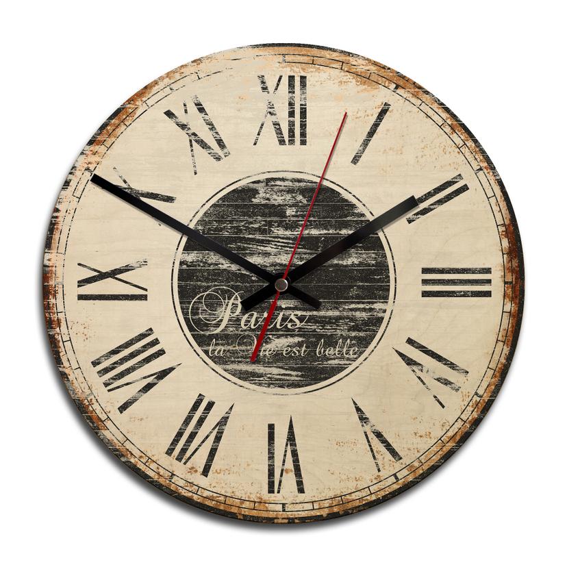 Horloge murale en bois -  La vie est belle - Shabby Chic