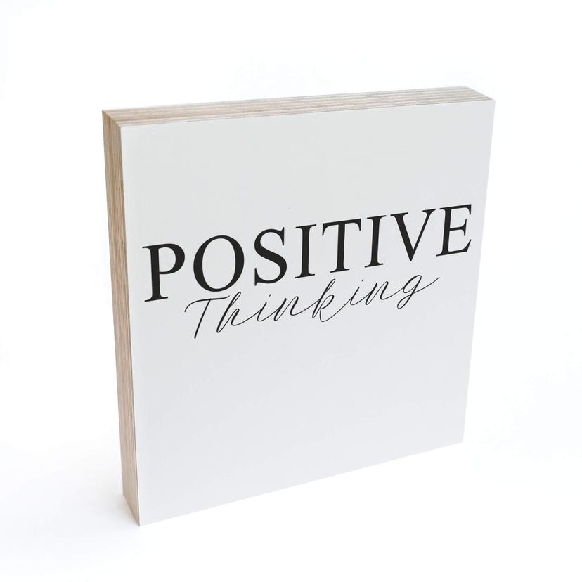 Billede af træ til at sætte op - Positiv tænkning - 15x15 cm