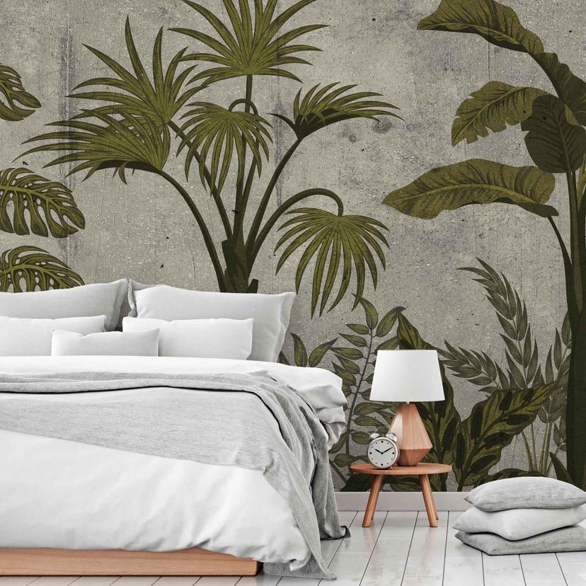 JungleConcret1 papier peint gris vert - papier peint intissé Designwalls 2 - 2,55 x 3,5 m