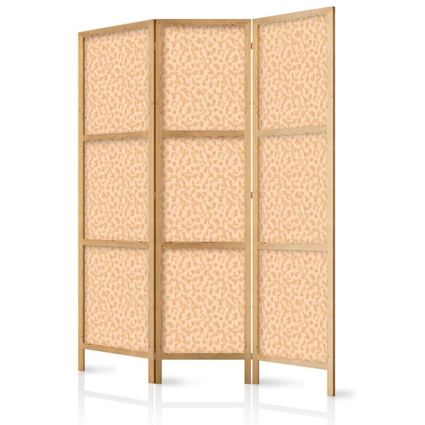 Japanischer Paravent, Raumteiler freistehend, Trennwand - Tiny Dots - Optimistic Pattern in Peach Co