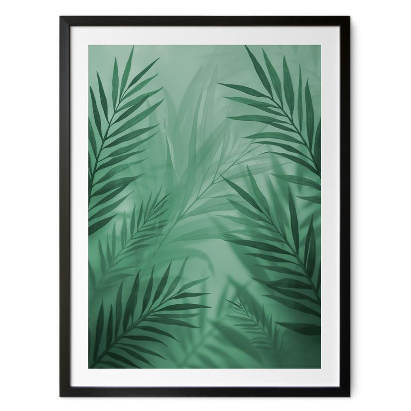 Póster de hojas verdes de palmera