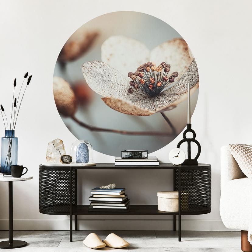 Wallsticker med blomster Boho tørret blomst makro - Treechild - Rund