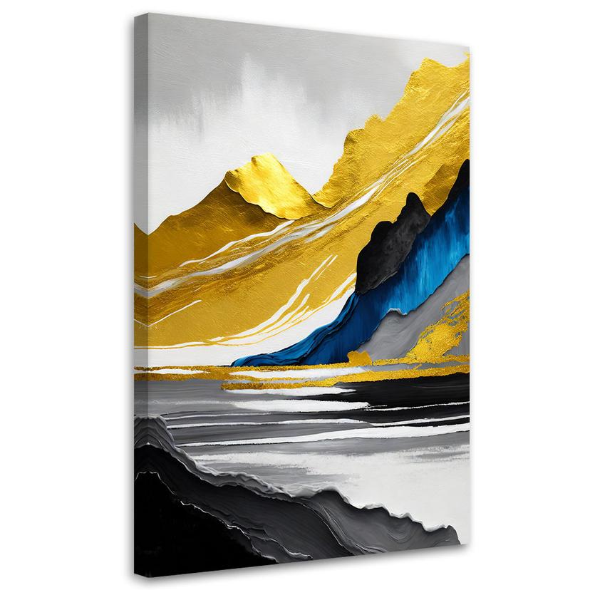 Leinwandbild Abstrakte Berge gold 3d