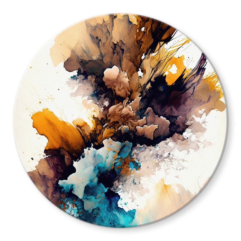 Tableau sur verre rond Mauro - Une explosion de couleurs en automne