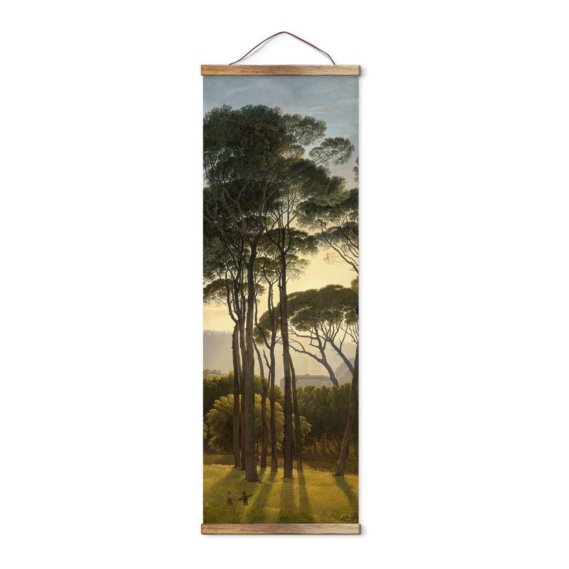 Tekstil plakat - Italiensk landskab med paraplyfyrretræer - Panorama
