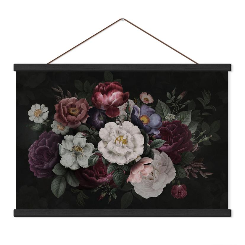 Textielposter Bloemenstilleven in Redouté-stijl - Bloomery Decor