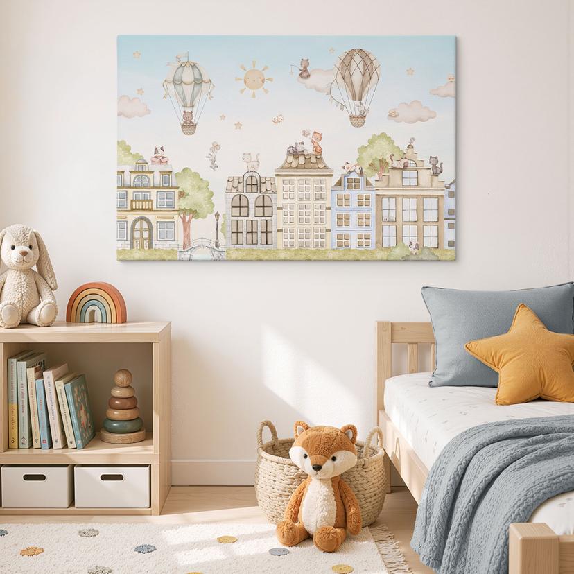 Canvas schilderij Katten over de Daken - Oliver Robins