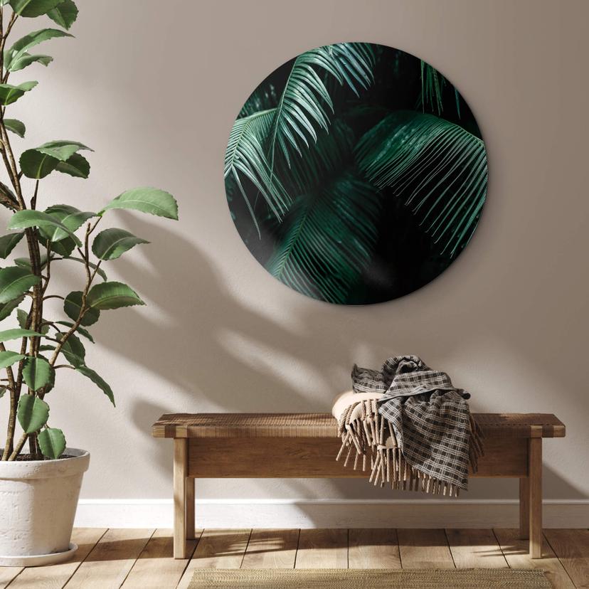 Tableau sur alu-Dibond rond Botanique tropicale