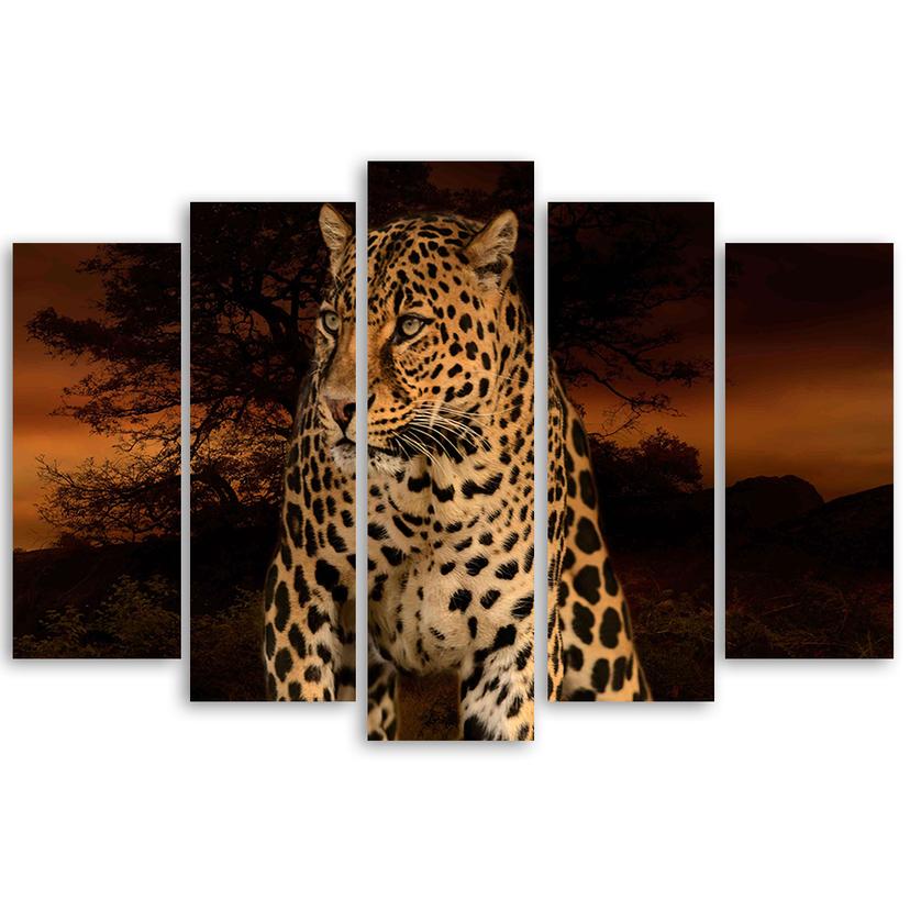 Stampa su tela 5 pezzi Leopard Panther Cat Safari