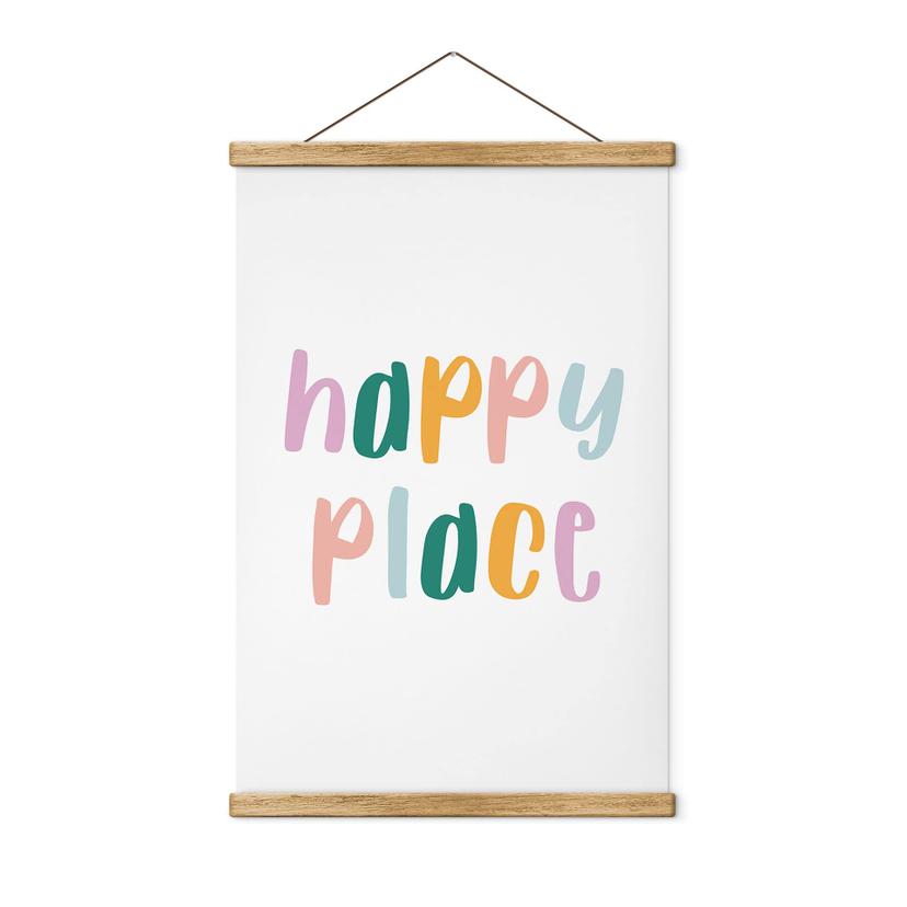 Tekstil plakat med ordsprog - Happy place