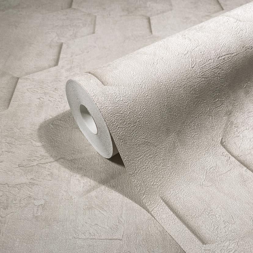 Non-woven tapet med 3D honeycomb mønster beige tekstureret
