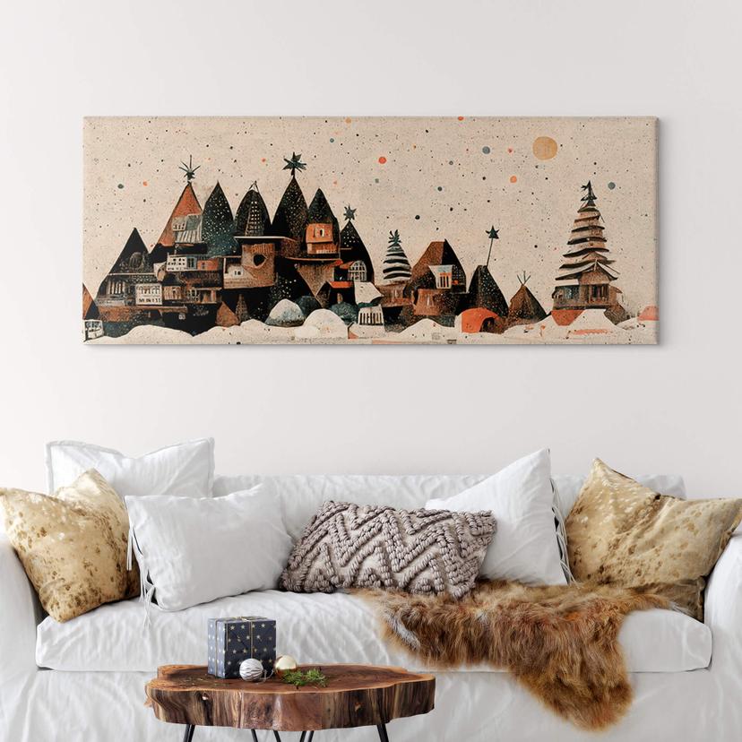 Lienzo panorama de la ciudad de Navidad - Treechild